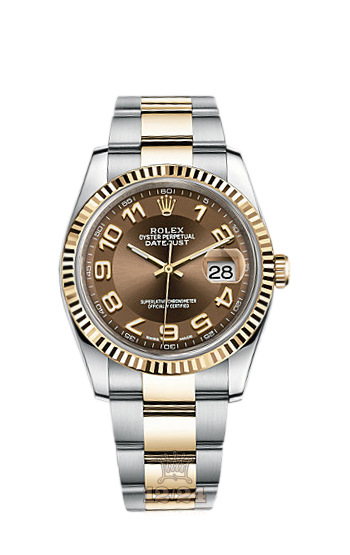 Rolex Datejust Watch 116233-0220 36 mm Steel / Yellow gold Case Brown (chocolate) Dial