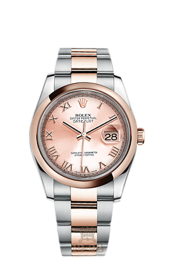 Rolex Datejust Watch 116201-0088 36 mm Steel / Pink gold Case Pink Dial
