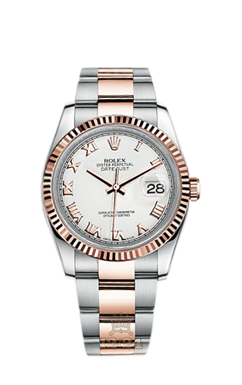 Rolex Datejust Watch 116231-0092 36 mm Steel / Pink gold Case White Dial