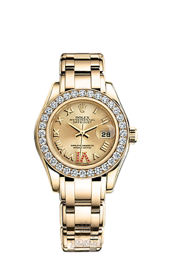 Rolex Pearlmaster Watch 80298-0268 29 mm Yellow gold Case Golden Dial