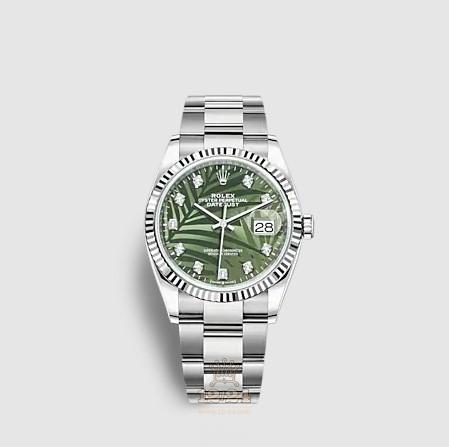 Rolex Datejust Watch 126234-0056 36 mm Stainless steel White gold Case Green Painted Dial