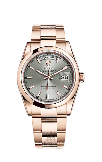 Rolex Day-Date Watch 118205f-0126 36 mm Pink gold Case Gray Dial