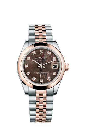 Rolex Datejust Watch 178241-0043 31 mm Steel / Pink gold Case Black Dial