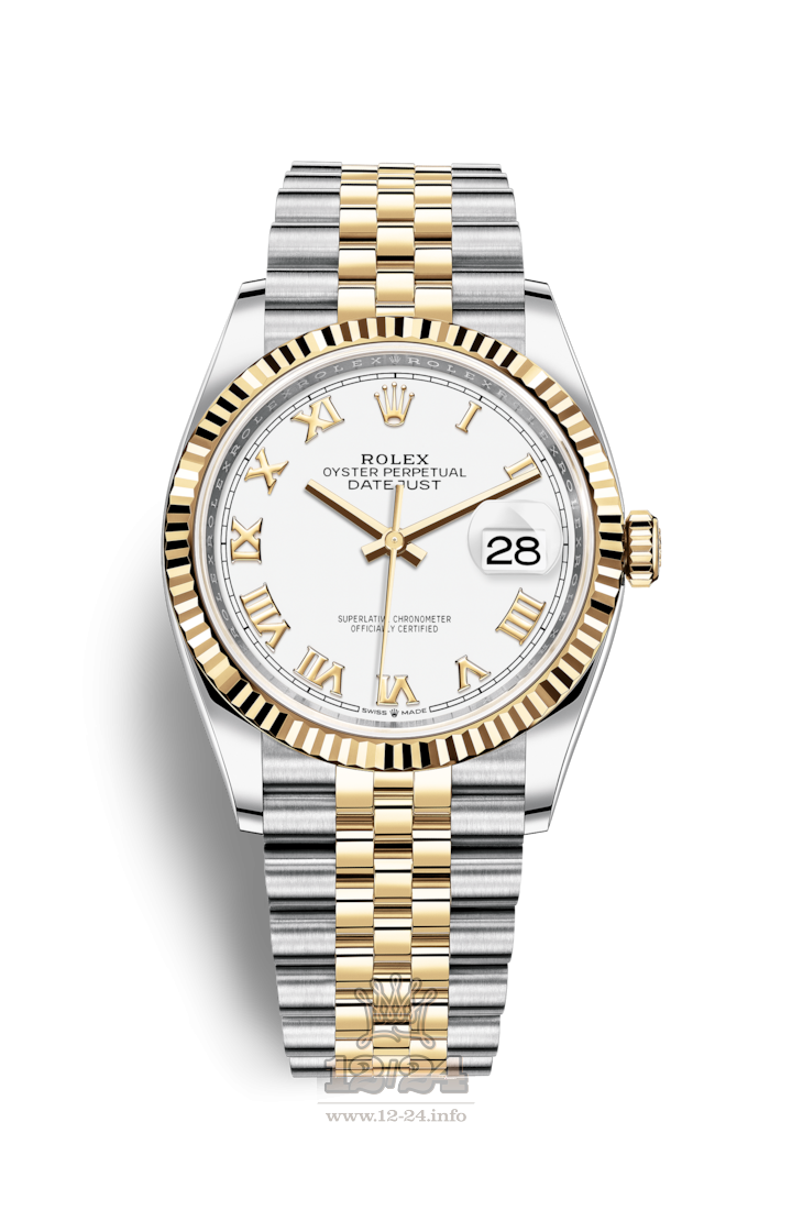 Rolex Datejust Watch 126233-0029 36 mm Steel / Yellow gold Case White Dial