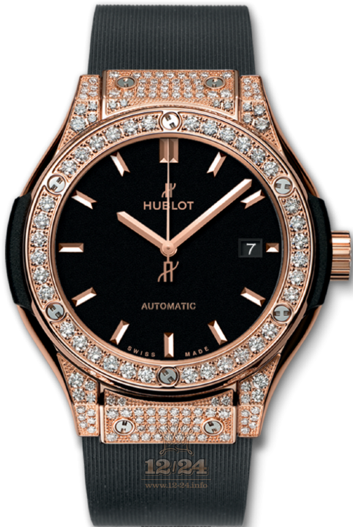 Hublot Classic Fusion Watch 582.OX.1180.RX.1704 33 mm Pink gold Case Black Dial