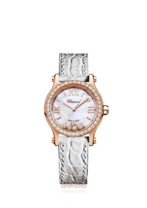 Chopard Happy Sport Watch 274893-5010 30 mm Pink gold Case White Dial