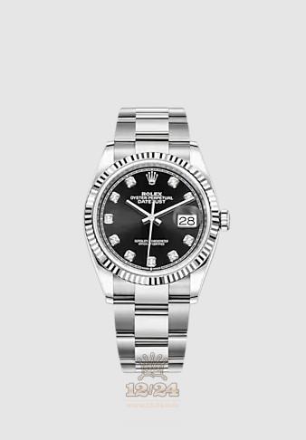 Rolex Datejust Watch 126234-0028 36 mm Stainless steel White gold Case Black Dial
