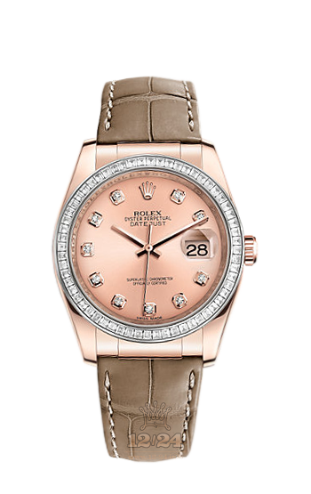 Rolex Datejust Watch 116185bbr-0022 36 mm Pink gold Case Pink Dial