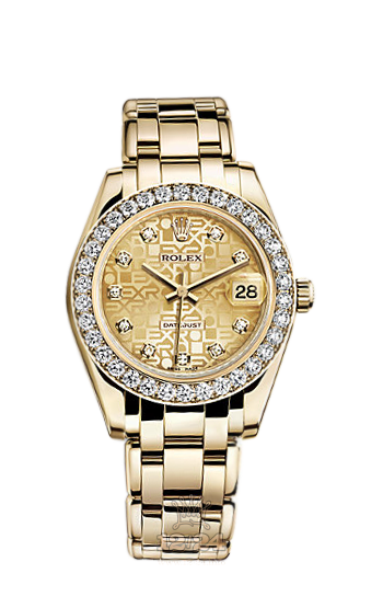 Rolex Pearlmaster Watch 81298-0010 34 mm Yellow gold Case Golden Dial