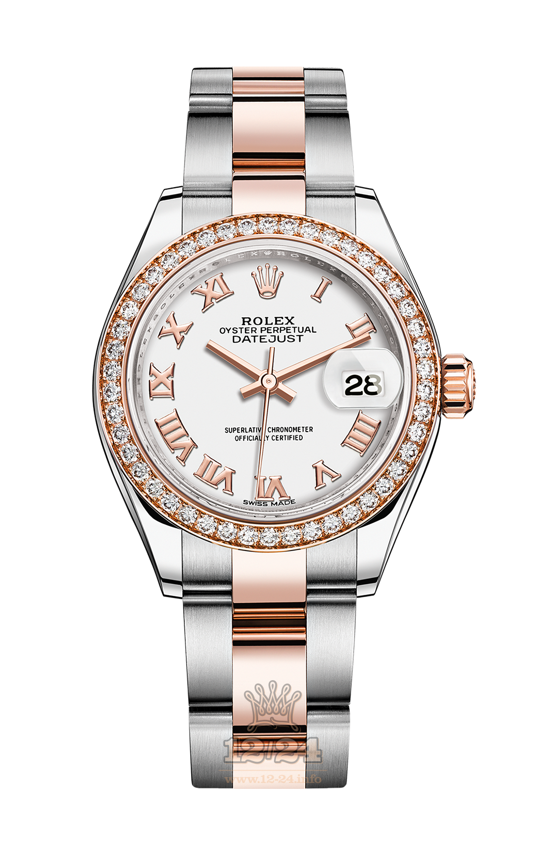 Rolex Datejust Watch 279381rbr-0022 28 mm Steel / Pink gold Case White Dial