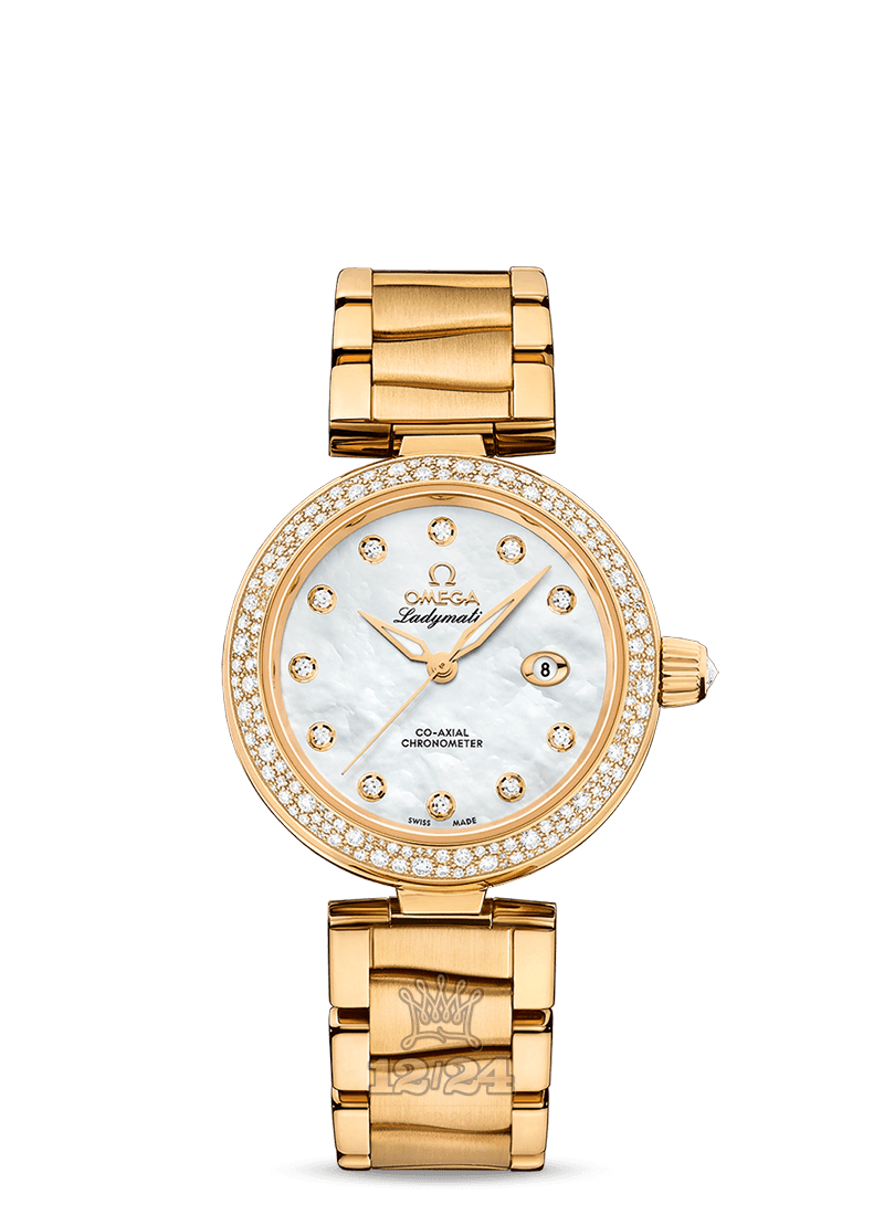 Omega Ladymatic Watch 425.65.34.20.55.009 34 mm Yellow gold Case White Dial