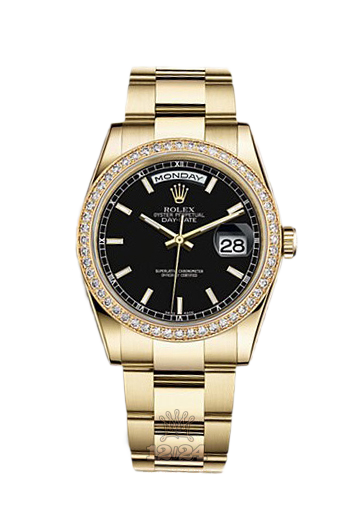 Rolex Day-Date Watch 118348-0208 36 mm Yellow gold Case Black Dial