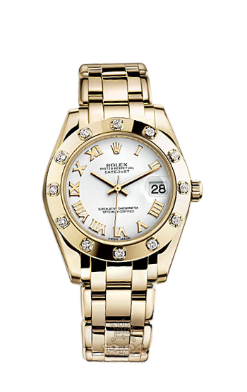 Rolex Pearlmaster Watch 81318-0013 34 mm Yellow gold Case White Dial