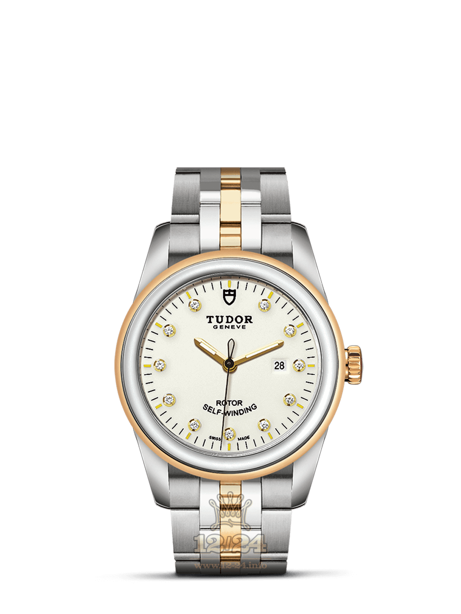 Tudor Glamour Watch M53003-0066 31 mm Stainless steel Yellow gold Case White Dial