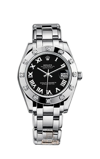 Rolex Pearlmaster Watch 81319-0034 34 mm White gold Case Black Dial