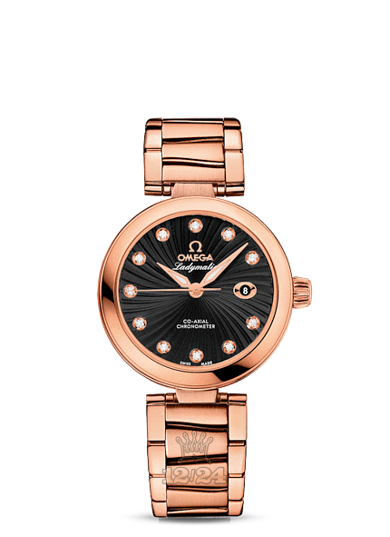 Omega Ladymatic Watch 425.60.34.20.51.001 34 mm Pink gold Ceramics Case Black Dial