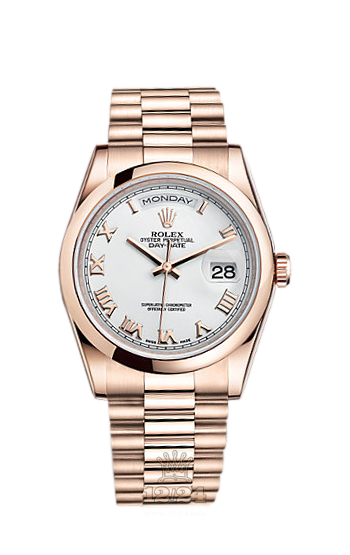 Rolex Day-Date Watch 118205f-0016 36 mm Pink gold Case White Dial