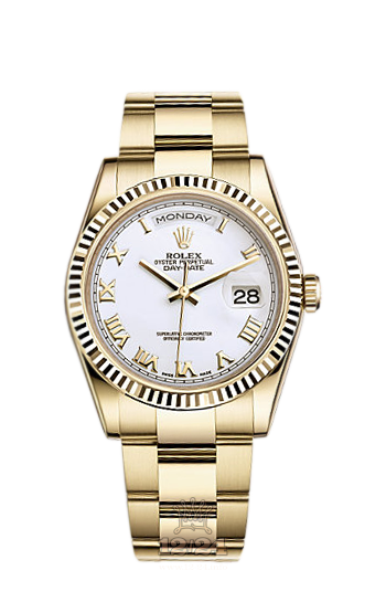 Rolex Day-Date Watch 118238-0162 36 mm Yellow gold Case White Dial