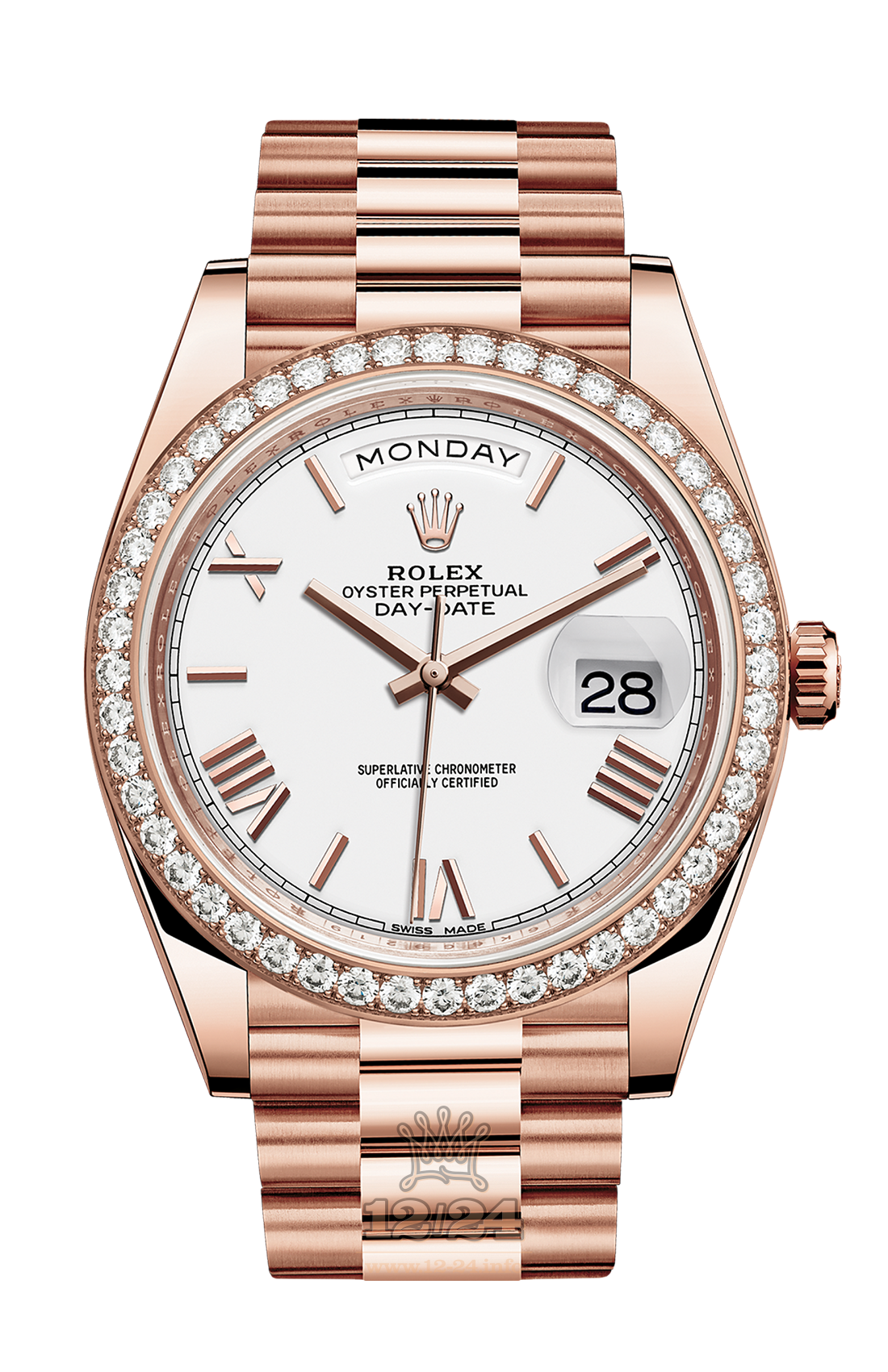 Rolex Day-Date Watch 228345rbr-0012 40 mm Pink gold Case White Dial
