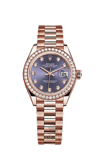 Rolex Datejust Watch 279135rbr-0020 28 mm Pink gold Case Dark blue Purple Dial