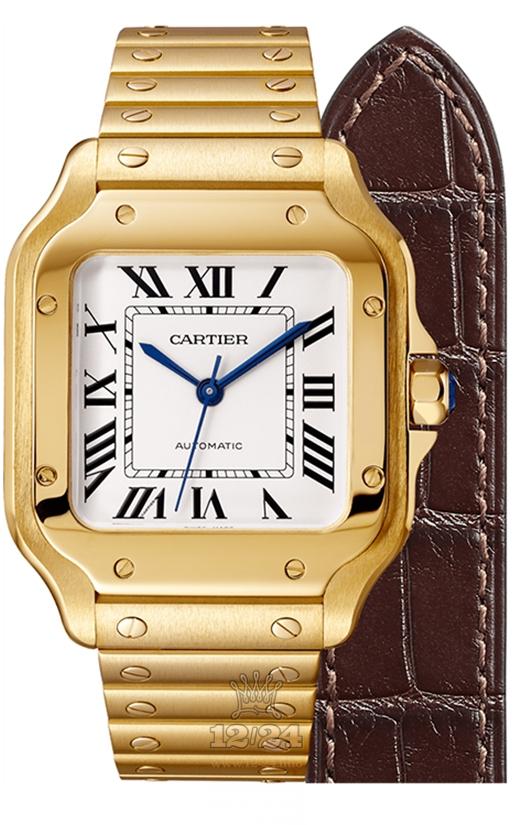 Cartier Santos de Cartier Watch WGSA0010 35 mm Yellow gold Case Silver Dial
