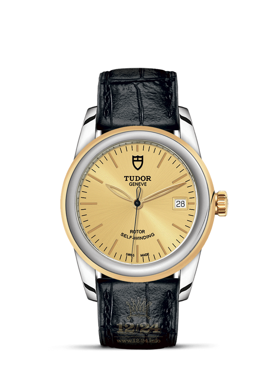 Tudor Glamour Watch M55003-0044 36 mm Stainless steel Yellow gold Case Golden Dial