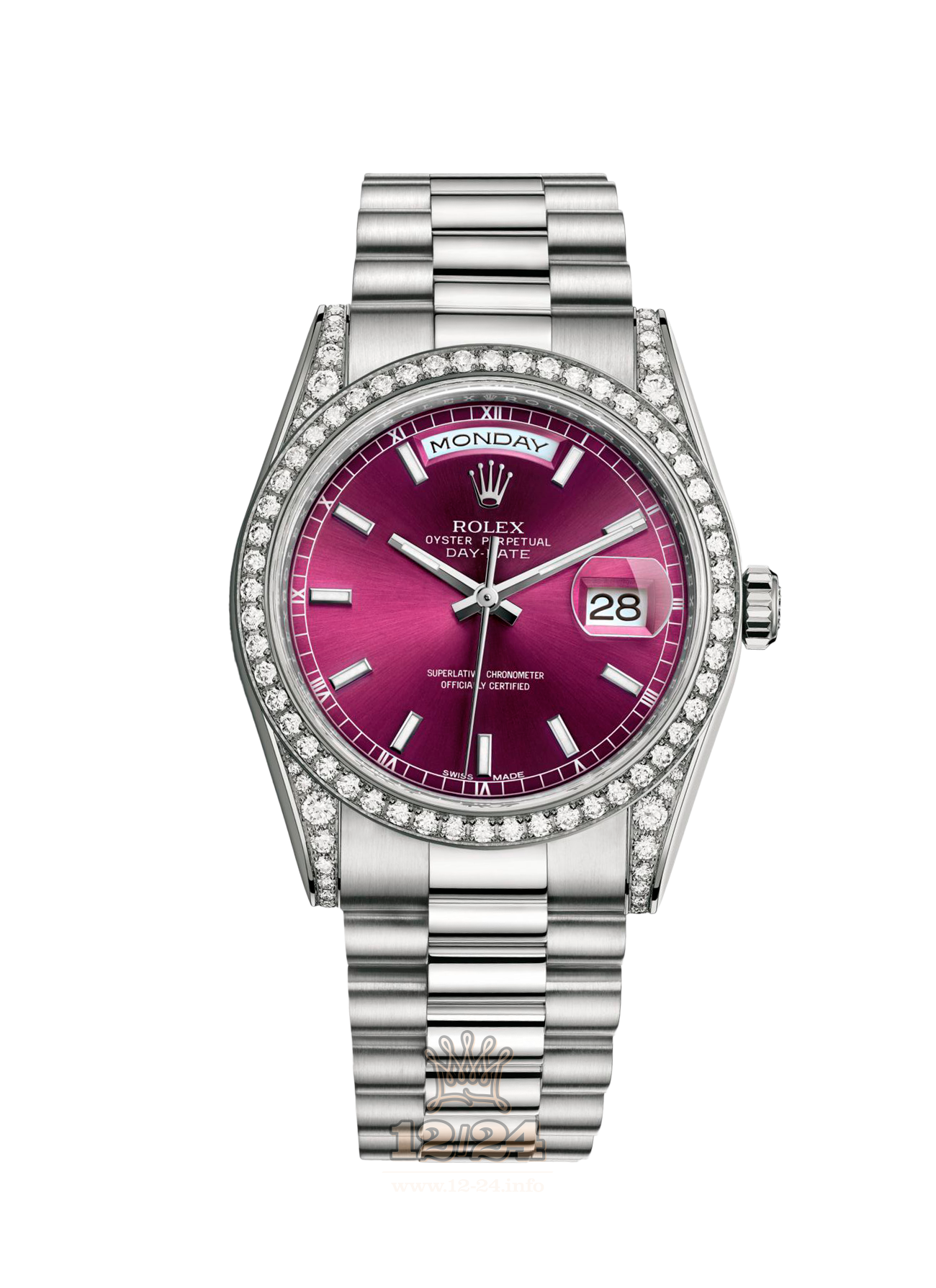 Rolex Day-Date Watch 118389-0106 36 mm White gold Case Purple Dial