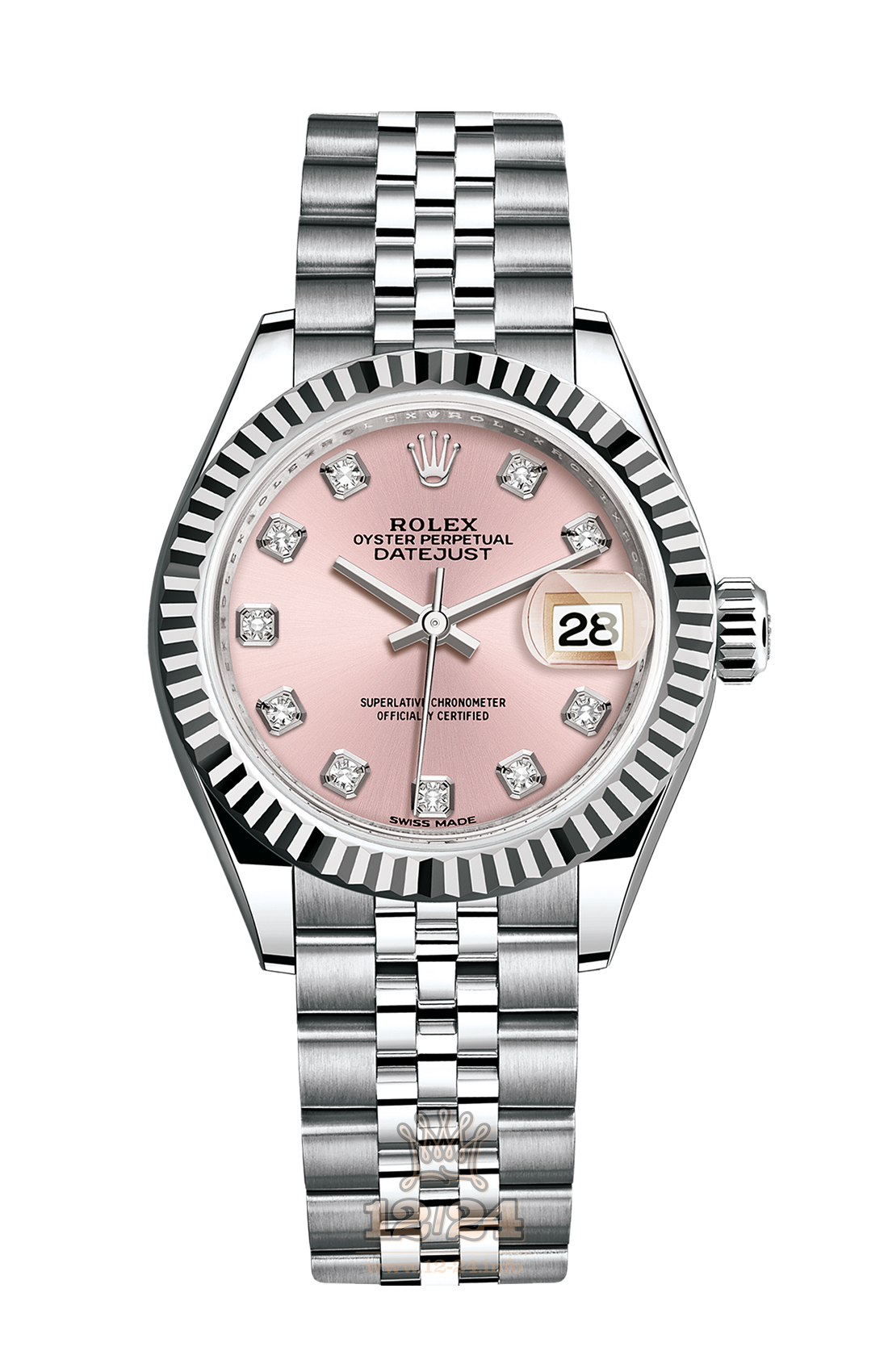Rolex Datejust Watch 279174-0003 28 mm Steel / White gold Case Pink Dial