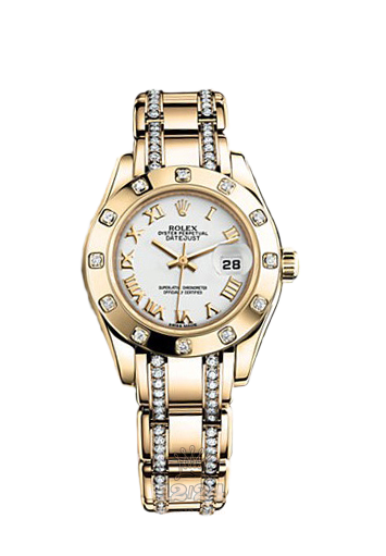 Rolex Pearlmaster Watch 80318-0151 29 mm Yellow gold Case White Dial