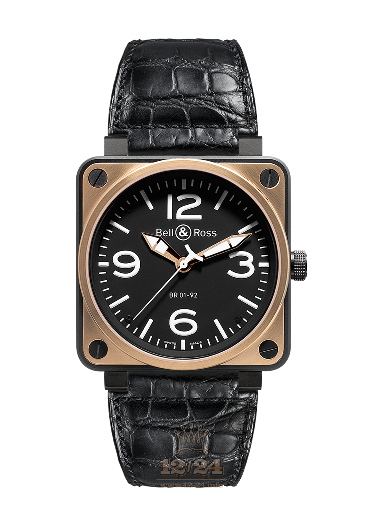 Bell & Ross Instruments Watch BR0192-BICOLOR 46 mm Stainless steel Pink gold PVD coating Case Black Dial