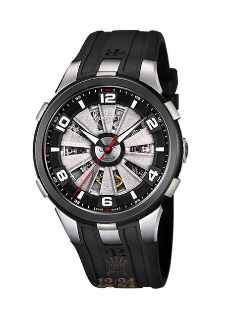 Perrelet Turbine Watch A1082/1 44 mm Stainless steel PVD coating Case Silver Dial