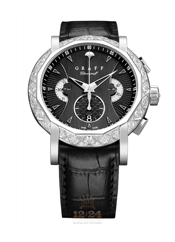 Graff ChronoGraff Watch CG45WGDBL3 45 mm White gold Case Black Dial