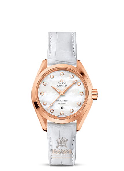 Omega Aqua Terra 150 M Watch 231.53.34.20.55.001 34 mm Pink gold Case White Dial