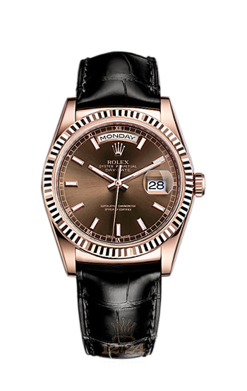 Rolex Day-Date Watch 118135-0019 36 mm Pink gold Case Brown (chocolate) Dial