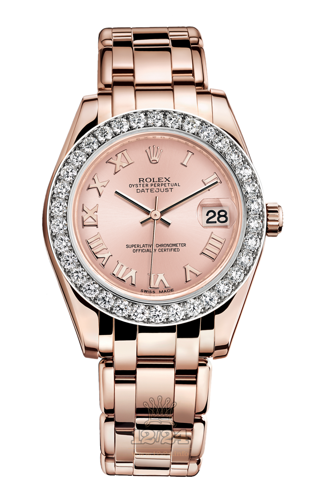 Rolex Datejust Watch 81285-0020 34 mm Pink gold Case Pink Dial