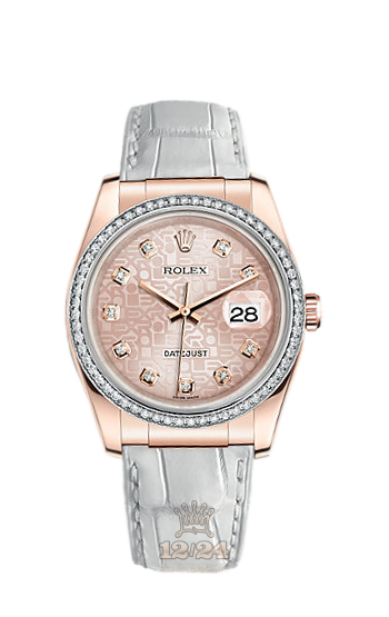 Rolex Datejust Watch 116185-0016 36 mm Pink gold Case Pink Dial