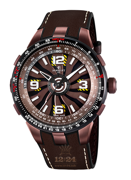 Perrelet Turbine Watch A1094/1A 48 mm Stainless steel PVD coating Case Brown (chocolate) Dial