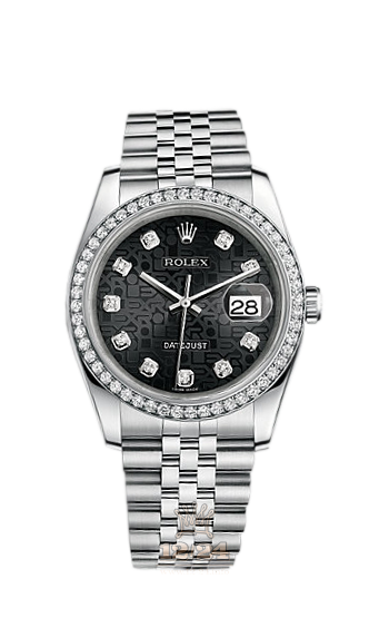 Rolex Datejust Watch 116244-0029 36 mm Steel / White gold Case Black Dial