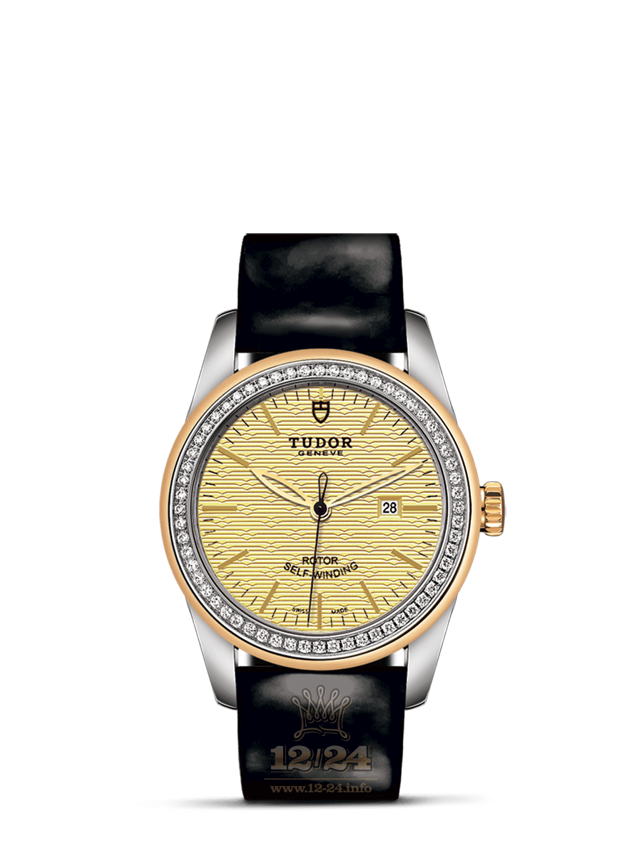 Tudor Glamour Watch M53023-0046 31 mm Stainless steel Yellow gold Case Golden Dial