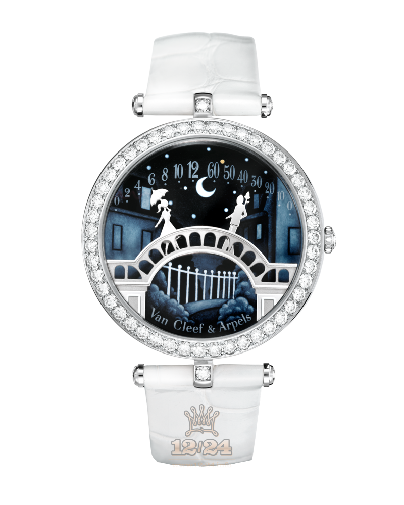 Van Cleef Poetic Complications Watch VCARN9VI00 White gold Case Black Blue Painted Dial