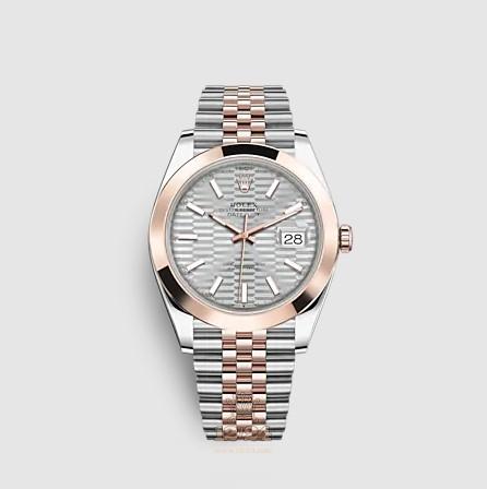 Rolex Datejust Watch 126301-0018 41 mm Stainless steel Pink gold Case Gray Silver Dial