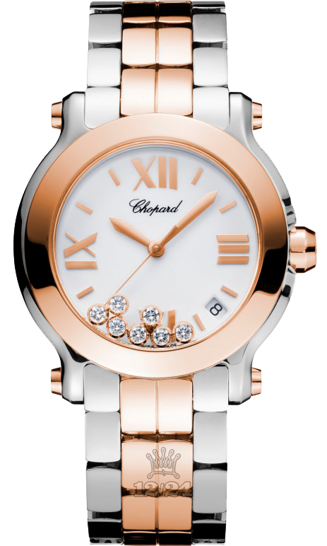 Chopard Happy Diamonds Watch 278488-9002 36 mm Steel / Pink gold Case White Dial