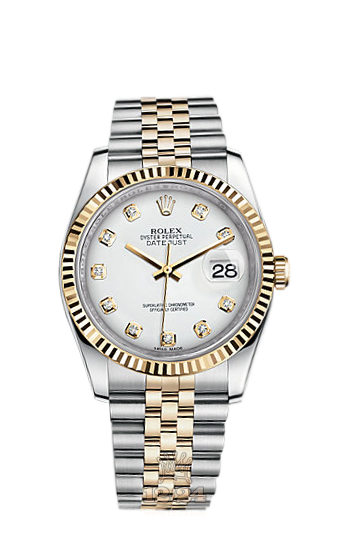 Rolex Datejust Watch 116233-0154 36 mm Steel / Yellow gold Case White Dial