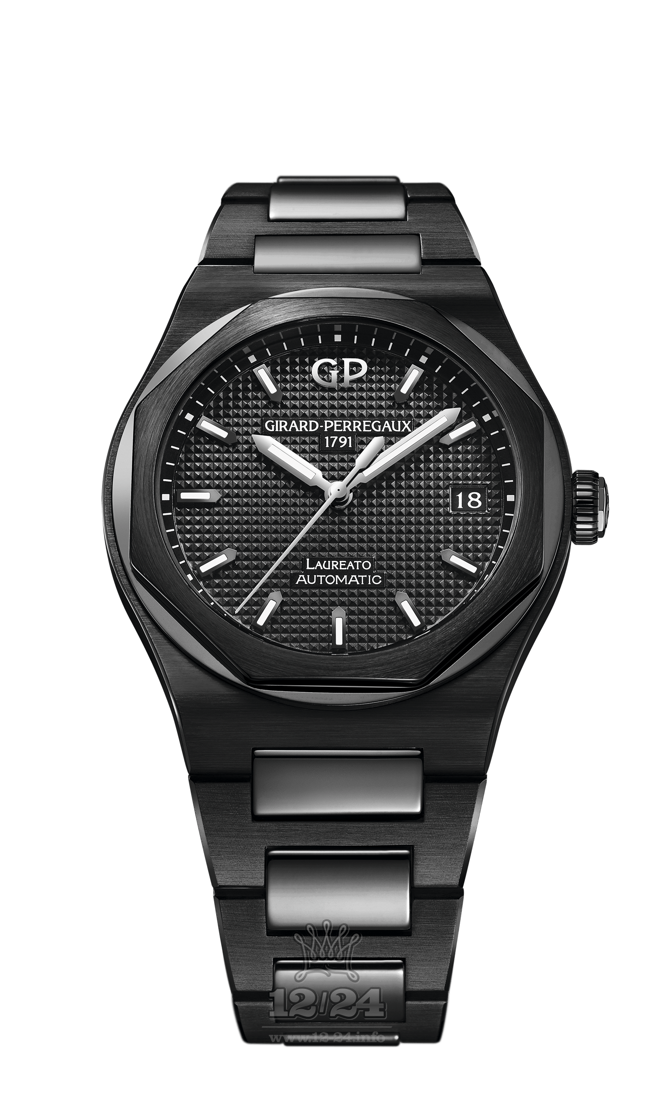 Girard Perregaux Laureato Watch 81005-32-631-32A Ceramics Case Black Dial