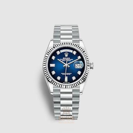 Rolex Day-Date Watch 128236-0005 36 mm Platinum Case Dark blue Dial