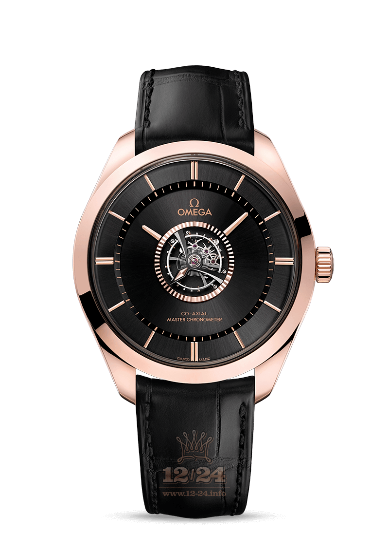 Omega De Ville Watch 529.53.43.22.01.001 43 mm Pink gold Case Black Dial