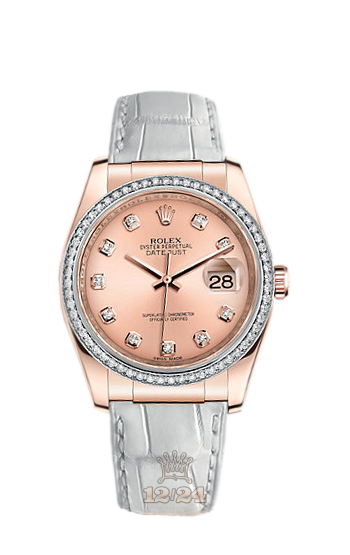 Rolex Datejust Watch 116185-0008 36 mm Pink gold Case Pink Dial