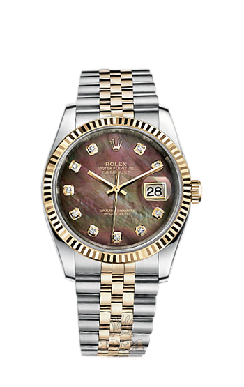 Rolex Datejust Watch 116233-0212 36 mm Steel / Yellow gold Case Black Dial