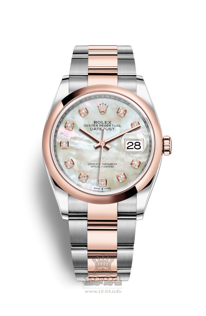 Rolex Datejust Watch 126201-0022 36 mm Steel / Pink gold Case White Dial