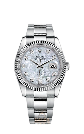 Rolex Datejust Watch 116234-0130 36 mm Steel / White gold Case White Dial